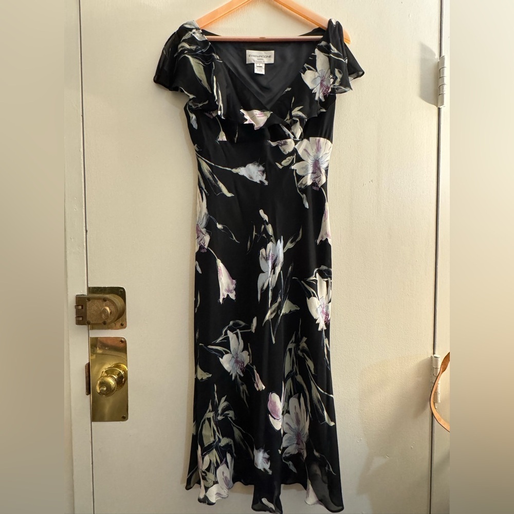 Evan Picone Size 8 Floral 90s Y2K Fairy Dress Flutter Sleeve